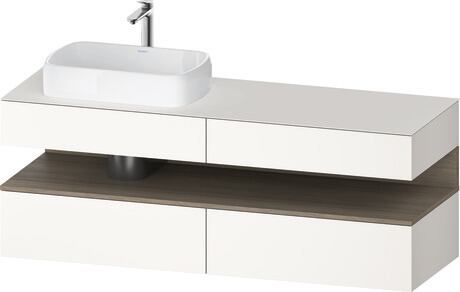 Console vanity unit wall-mounted, QA4777035846010 Front: White Super Matt, Decor, Corpus: White Super Matt, Decor, Console: White Super Matt, Lacquer, Niche lighting Integrated