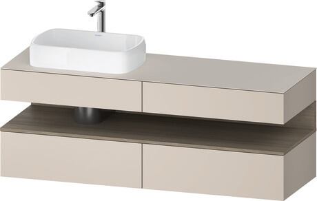 Console vanity unit wall-mounted, QA4777035916010 Front: taupe Matt, Decor, Corpus: taupe Matt, Decor, Console: taupe Matt, Lacquer, Niche lighting Integrated