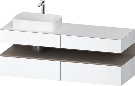 Console vanity unit wall-mounted, QA4777043186010 Front: White Matt, Decor, Corpus: White Matt, Decor, Console: White Matt, Lacquer, Niche lighting Integrated