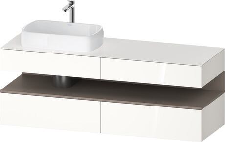 Console vanity unit wall-mounted, QA4777043226010 Front: White High Gloss, Decor, Corpus: White High Gloss, Decor, Console: White High Gloss, Lacquer, Niche lighting Integrated