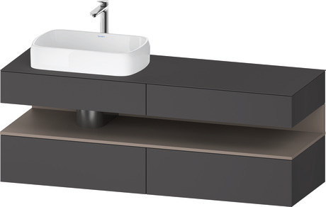 Console vanity unit wall-mounted, QA4777043496010 Front: Graphite Matt, Decor, Corpus: Graphite Matt, Decor, Console: Graphite Matt, Lacquer, Niche lighting Integrated