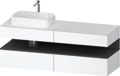 Console vanity unit wall-mounted, QA4777049186010 Front: White Matt, Decor, Corpus: White Matt, Decor, Console: White Matt, Lacquer, Niche lighting Integrated
