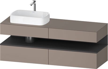 Console vanity unit wall-mounted, QA4777049436010 Front: Basalte Matt, Decor, Corpus: Basalte Matt, Decor, Console: Basalte Matt, Lacquer, Niche lighting Integrated