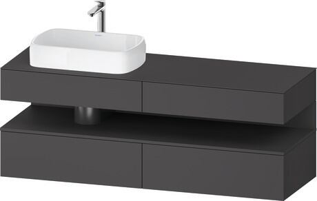 Console vanity unit wall-mounted, QA4777049497010 Front: Graphite Matt, Decor, Corpus: Graphite Matt, Decor, Console: Graphite Matt, Lacquer, Niche lighting Integrated