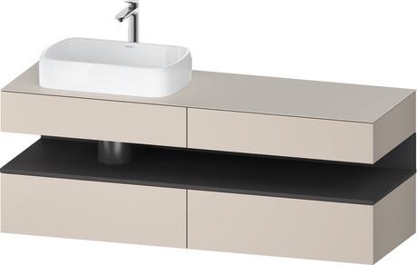 Console vanity unit wall-mounted, QA4777049916010 Front: taupe Matt, Decor, Corpus: taupe Matt, Decor, Console: taupe Matt, Lacquer, Niche lighting Integrated