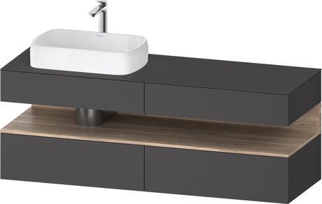 Console vanity unit wall-mounted, QA4777055496010 Front: Graphite Matt, Decor, Corpus: Graphite Matt, Decor, Console: Graphite Matt, Lacquer, Niche lighting Integrated