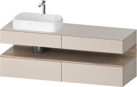 Console vanity unit wall-mounted, QA4777055916010 Front: taupe Matt, Decor, Corpus: taupe Matt, Decor, Console: taupe Matt, Lacquer, Niche lighting Integrated