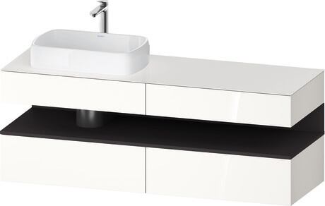 Console vanity unit wall-mounted, QA4777080226010 Front: White High Gloss, Decor, Corpus: White High Gloss, Decor, Console: White High Gloss, Lacquer, Niche lighting Integrated