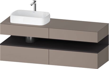 Console vanity unit wall-mounted, QA4777080436010 Front: Basalte Matt, Decor, Corpus: Basalte Matt, Decor, Console: Basalte Matt, Lacquer, Niche lighting Integrated