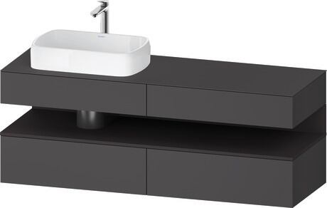 Console vanity unit wall-mounted, QA4777080496010 Front: Graphite Matt, Decor, Corpus: Graphite Matt, Decor, Console: Graphite Matt, Lacquer, Niche lighting Integrated