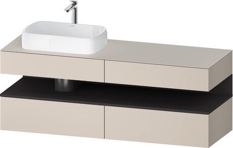 Console vanity unit wall-mounted, QA4777080916010 Front: taupe Matt, Decor, Corpus: taupe Matt, Decor, Console: taupe Matt, Lacquer, Niche lighting Integrated