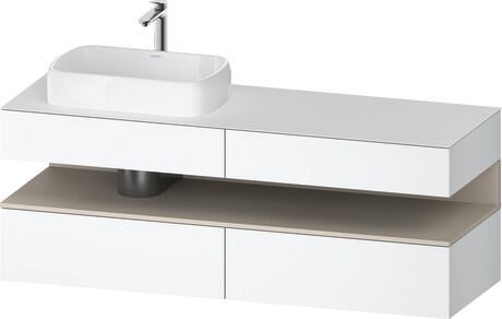 Console vanity unit wall-mounted, QA4777083186010 Front: White Matt, Decor, Corpus: White Matt, Decor, Console: White Matt, Lacquer, Niche lighting Integrated