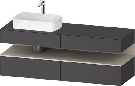 Console vanity unit wall-mounted, QA4777083496010 Front: Graphite Matt, Decor, Corpus: Graphite Matt, Decor, Console: Graphite Matt, Lacquer, Niche lighting Integrated