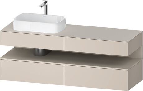 Console vanity unit wall-mounted, QA4777083916010 Front: taupe Matt, Decor, Corpus: taupe Matt, Decor, Console: taupe Matt, Lacquer, Niche lighting Integrated