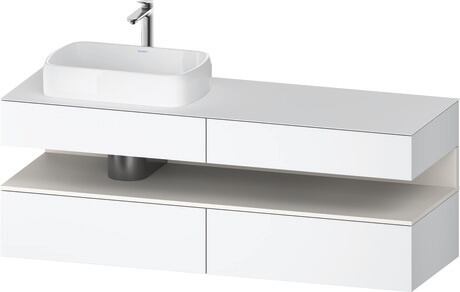 Console vanity unit wall-mounted, QA4777084186010 Front: White Matt, Decor, Corpus: White Matt, Decor, Console: White Matt, Lacquer, Niche lighting Integrated