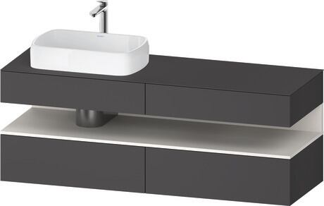 Console vanity unit wall-mounted, QA4777084496010 Front: Graphite Matt, Decor, Corpus: Graphite Matt, Decor, Console: Graphite Matt, Lacquer, Niche lighting Integrated