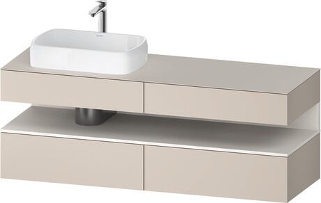 Console vanity unit wall-mounted, QA4777084916010 Front: taupe Matt, Decor, Corpus: taupe Matt, Decor, Console: taupe Matt, Lacquer, Niche lighting Integrated