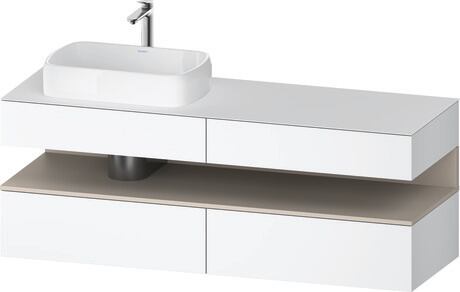 Console vanity unit wall-mounted, QA4777091186010 Front: White Matt, Decor, Corpus: White Matt, Decor, Console: White Matt, Lacquer, Niche lighting Integrated