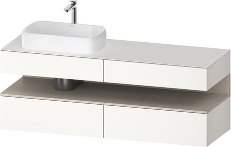 Console vanity unit wall-mounted, QA4777091846010 Front: White Super Matt, Decor, Corpus: White Super Matt, Decor, Console: White Super Matt, Lacquer, Niche lighting Integrated