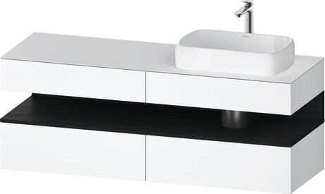 Console vanity unit wall-mounted, QA4778016186010 Front: White Matt, Decor, Corpus: White Matt, Decor, Console: White Matt, Lacquer, Niche lighting Integrated
