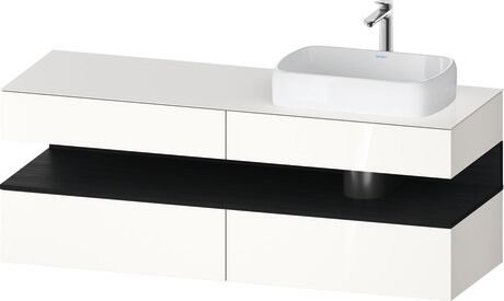 Console vanity unit wall-mounted, QA4778016226010 Front: White High Gloss, Decor, Corpus: White High Gloss, Decor, Console: White High Gloss, Lacquer, Niche lighting Integrated