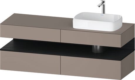 Console vanity unit wall-mounted, QA4778016436010 Front: Basalte Matt, Decor, Corpus: Basalte Matt, Decor, Console: Basalte Matt, Lacquer, Niche lighting Integrated
