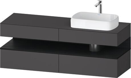 Console vanity unit wall-mounted, QA4778016496010 Front: Graphite Matt, Decor, Corpus: Graphite Matt, Decor, Console: Graphite Matt, Lacquer, Niche lighting Integrated