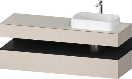 Console vanity unit wall-mounted, QA4778016916010 Front: taupe Matt, Decor, Corpus: taupe Matt, Decor, Console: taupe Matt, Lacquer, Niche lighting Integrated