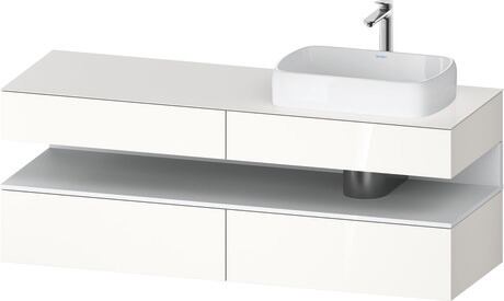 Console vanity unit wall-mounted, QA4778018226010 Front: White High Gloss, Decor, Corpus: White High Gloss, Decor, Console: White High Gloss, Lacquer, Niche lighting Integrated