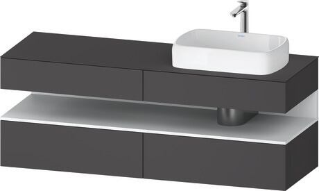 Console vanity unit wall-mounted, QA4778018496010 Front: Graphite Matt, Decor, Corpus: Graphite Matt, Decor, Console: Graphite Matt, Lacquer, Niche lighting Integrated
