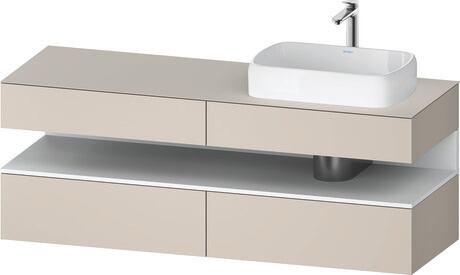 Console vanity unit wall-mounted, QA4778018916010 Front: taupe Matt, Decor, Corpus: taupe Matt, Decor, Console: taupe Matt, Lacquer, Niche lighting Integrated