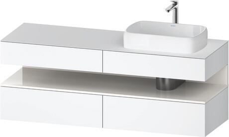 Console vanity unit wall-mounted, QA4778022186010 Front: White Matt, Decor, Corpus: White Matt, Decor, Console: White Matt, Lacquer, Niche lighting Integrated