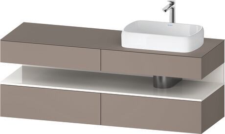 Console vanity unit wall-mounted, QA4778022436010 Front: Basalte Matt, Decor, Corpus: Basalte Matt, Decor, Console: Basalte Matt, Lacquer, Niche lighting Integrated