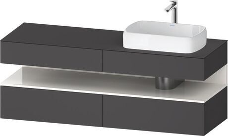 Console vanity unit wall-mounted, QA4778022496010 Front: Graphite Matt, Decor, Corpus: Graphite Matt, Decor, Console: Graphite Matt, Lacquer, Niche lighting Integrated