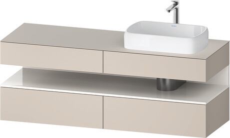 Console vanity unit wall-mounted, QA4778022916010 Front: taupe Matt, Decor, Corpus: taupe Matt, Decor, Console: taupe Matt, Lacquer, Niche lighting Integrated