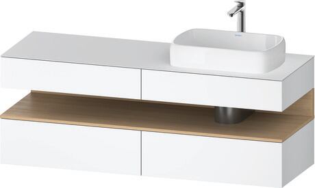 Console vanity unit wall-mounted, QA4778030186010 Front: White Matt, Decor, Corpus: White Matt, Decor, Console: White Matt, Lacquer, Niche lighting Integrated