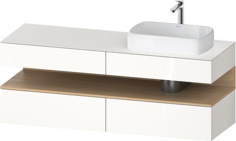 Console vanity unit wall-mounted, QA4778030226010 Front: White High Gloss, Decor, Corpus: White High Gloss, Decor, Console: White High Gloss, Lacquer, Niche lighting Integrated