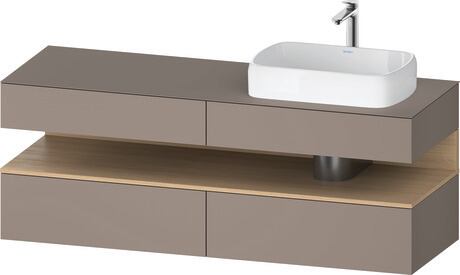Console vanity unit wall-mounted, QA4778030436010 Front: Basalte Matt, Decor, Corpus: Basalte Matt, Decor, Console: Basalte Matt, Lacquer, Niche lighting Integrated