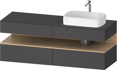 Console vanity unit wall-mounted, QA4778030496010 Front: Graphite Matt, Decor, Corpus: Graphite Matt, Decor, Console: Graphite Matt, Lacquer, Niche lighting Integrated