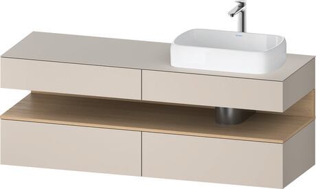 Console vanity unit wall-mounted, QA4778030916010 Front: taupe Matt, Decor, Corpus: taupe Matt, Decor, Console: taupe Matt, Lacquer, Niche lighting Integrated