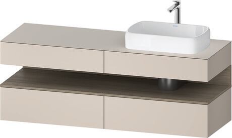 Console vanity unit wall-mounted, QA4778035910000 Front: taupe Matt, Decor, Corpus: taupe Matt, Decor, Console: taupe Matt, Lacquer