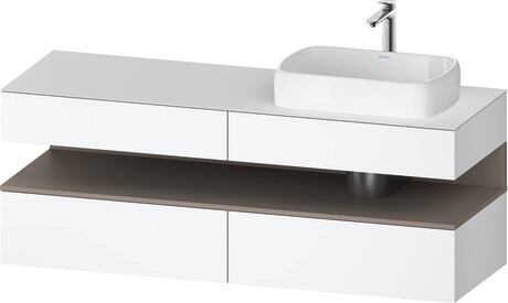 Console vanity unit wall-mounted, QA4778043186010 Front: White Matt, Decor, Corpus: White Matt, Decor, Console: White Matt, Lacquer, Niche lighting Integrated