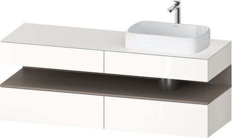 Console vanity unit wall-mounted, QA4778043226010 Front: White High Gloss, Decor, Corpus: White High Gloss, Decor, Console: White High Gloss, Lacquer, Niche lighting Integrated