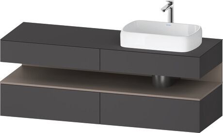 Console vanity unit wall-mounted, QA4778043496010 Front: Graphite Matt, Decor, Corpus: Graphite Matt, Decor, Console: Graphite Matt, Lacquer, Niche lighting Integrated