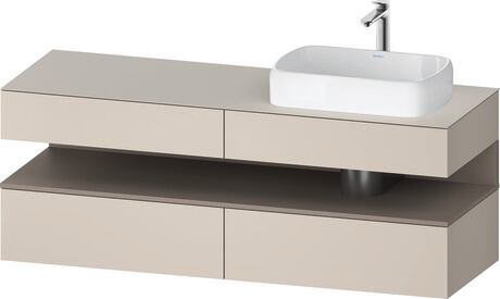 Console vanity unit wall-mounted, QA4778043916010 Front: taupe Matt, Decor, Corpus: taupe Matt, Decor, Console: taupe Matt, Lacquer, Niche lighting Integrated