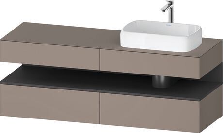 Console vanity unit wall-mounted, QA4778049436010 Front: Basalte Matt, Decor, Corpus: Basalte Matt, Decor, Console: Basalte Matt, Lacquer, Niche lighting Integrated