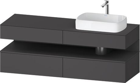 Console vanity unit wall-mounted, QA4778049496010 Front: Graphite Matt, Decor, Corpus: Graphite Matt, Decor, Console: Graphite Matt, Lacquer, Niche lighting Integrated