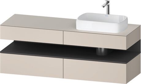 Console vanity unit wall-mounted, QA4778049916010 Front: taupe Matt, Decor, Corpus: taupe Matt, Decor, Console: taupe Matt, Lacquer, Niche lighting Integrated