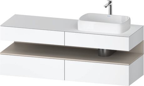Console vanity unit wall-mounted, QA4778091186010 Front: White Matt, Decor, Corpus: White Matt, Decor, Console: White Matt, Lacquer, Niche lighting Integrated