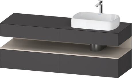 Console vanity unit wall-mounted, QA4778091496010 Front: Graphite Matt, Decor, Corpus: Graphite Matt, Decor, Console: Graphite Matt, Lacquer, Niche lighting Integrated